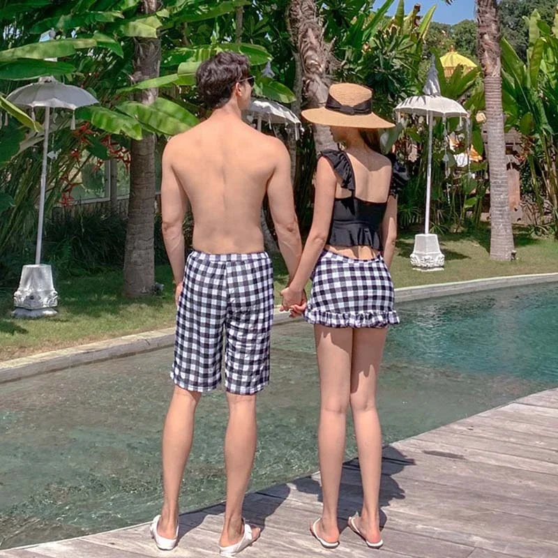 New Summer Women Plaid Girls Bathing Suit Black Bikini Set Two Piece Couple Swimsuit for Woman Indie Y2k Korea Female Swim Suits