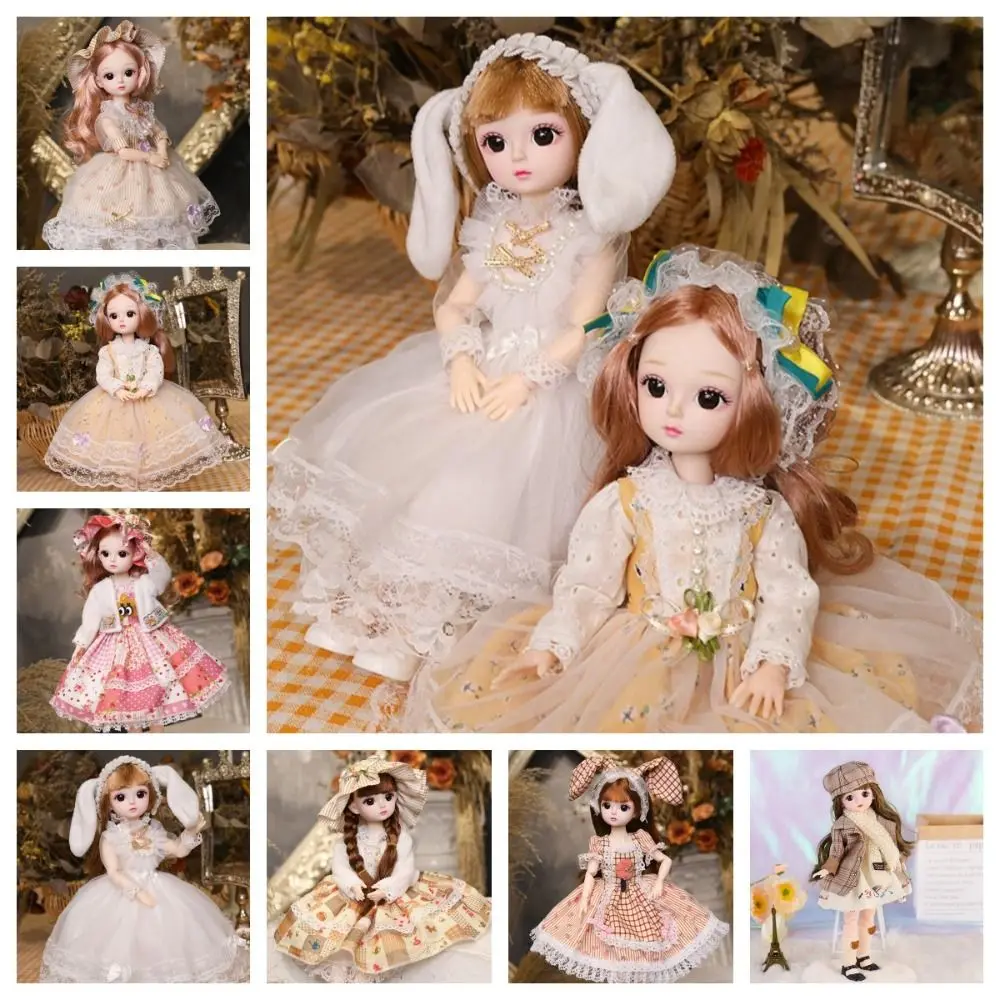 30CM Movable Joint Doll Girl Dress Up Toys Cute Safety Baby Doll Babies Toddler Princess Toy Beautiful 3D Makeup Doll 2