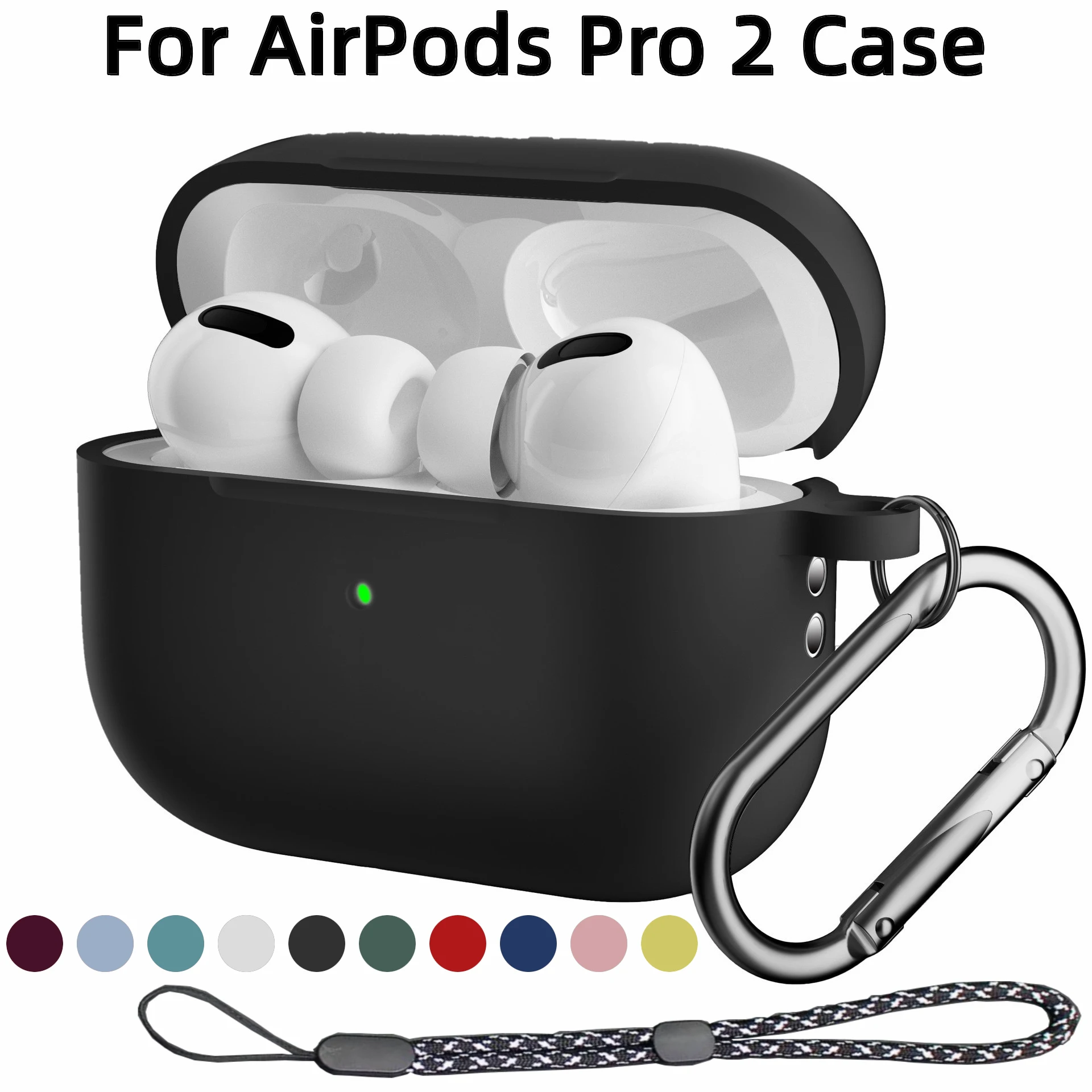 Per Airpods Pro 2 Custodia Con Portachiavi/Cinturino A Mano Accessori Per Auricolari Protezione Cover Per Cuffie In Silicone Per Airpods Pro 2 Custodi