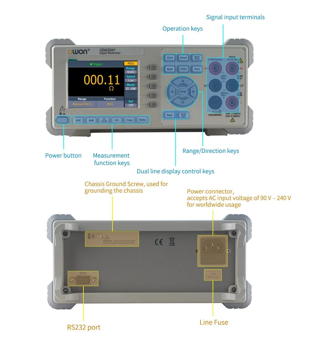 XDM2041 Digital Multimeter With 4 inch LCD Supports Dual Row Display and Chart M