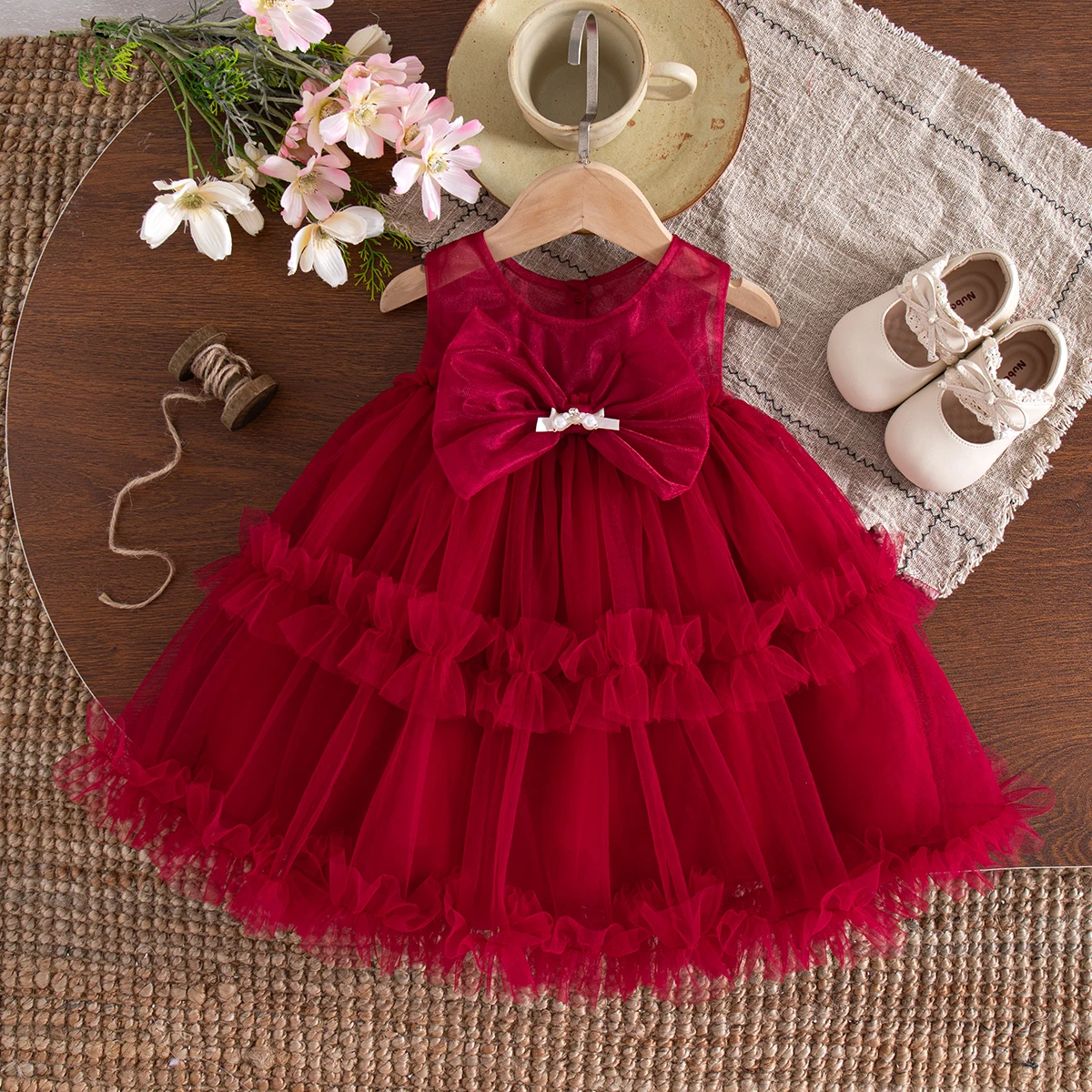 Baby-Mädchen-Kleid, Sommer, neue süße Schleife, Kinderkleidung, geeignet für Geburtstagsfeiern (9 Monate bis 3 Jahre alt)