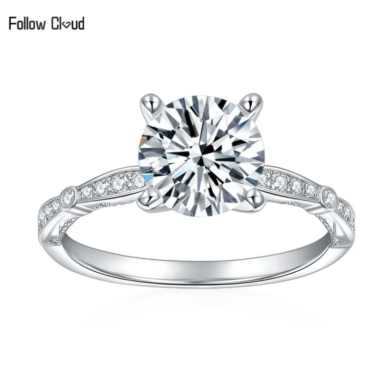 

Follow Cloud 1.5ct 18K Gold Plated Moissanite Ring for Women D Color Classic Sparkling Diamond Wedding Band Sterling Silver S925