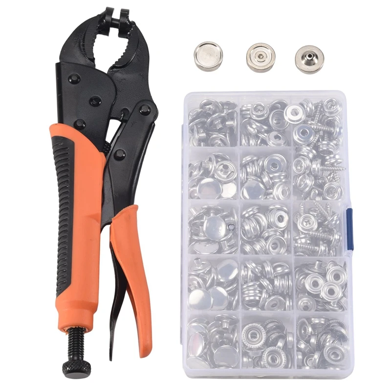1Set Snap Fastener Tool Adjustable Snap Setter Tool With 15Mm Snaps For Boat Cover, Replacing Metal Snaps, Canvas, Sewing