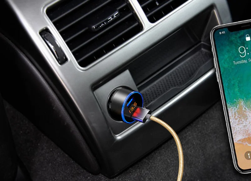 car USB QC 3.0 Adapter charger LED Voltmeter for Mitsubishi ASX Endeavor Expo Montero Galant Grandis Lancer Mirage |