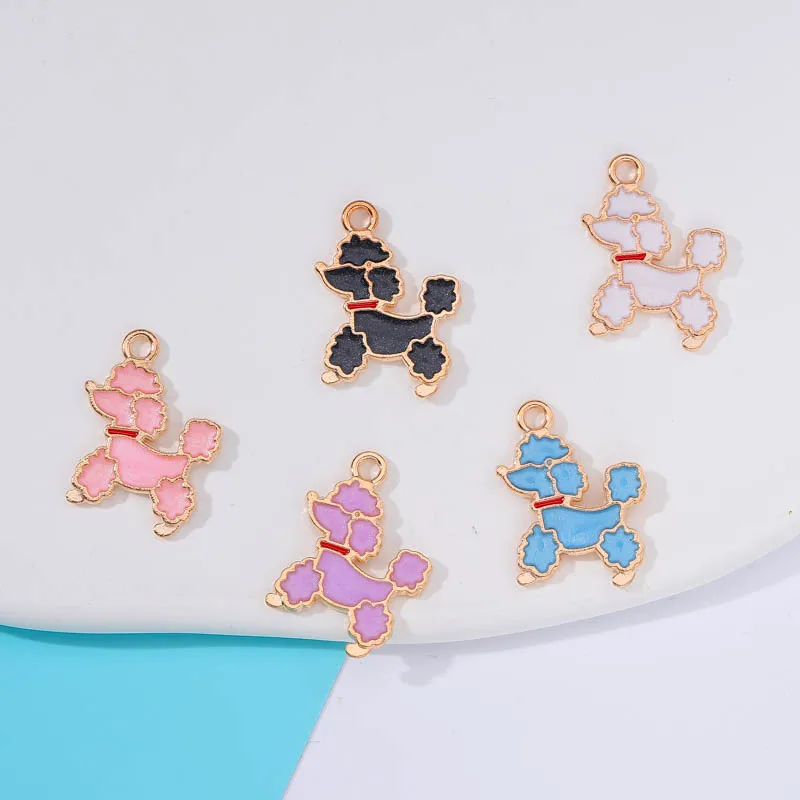 

JQ 20pcs 16*20mm Enamel Alloy Small Animal Dog Charm Pendant Korea Fashion Cute Jewelry Making Accessories DIY Bracelet Necklace