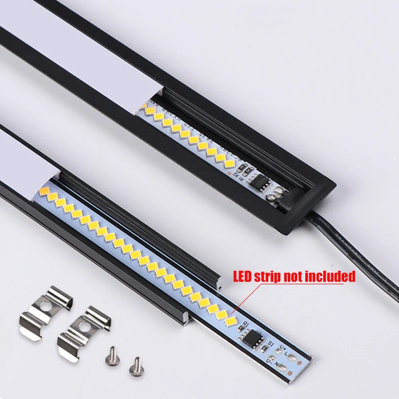 Led Light Black Aluminum Profile U/W/V Milky PC Cover kitchen Cabinet Closet Lamp LED Strip Shelf Channel Holder Diffuser