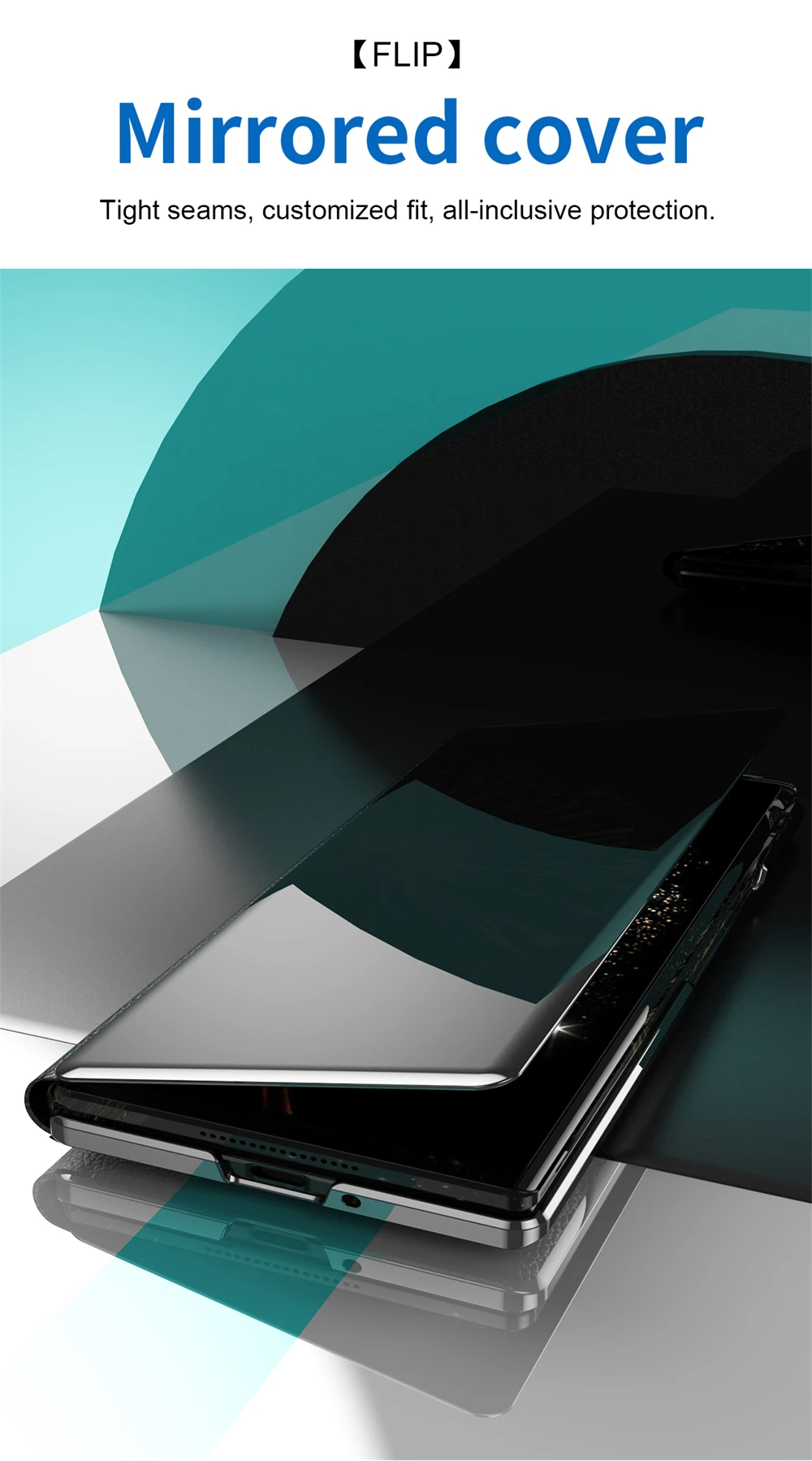 Étui à rabat smart mirror de luxe pour vivo x fold3 avec support_voghion.com