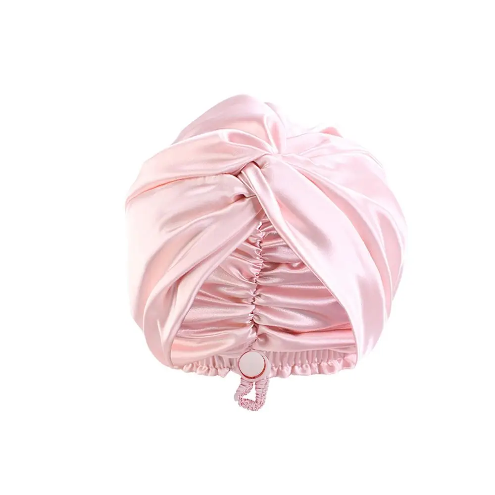 

Adjustable Satin Sleep Cap Soft Curly Hair Elastic Silky Satin Bonnet Double-layer Headwear Silk Hair Wrap Sleeping