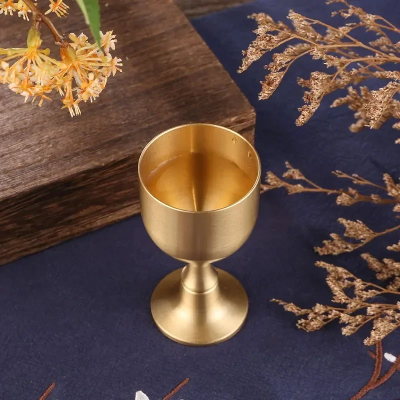 

Chinese Mini Brass Wine Cup White Wine Cup Birthday Father's Day Gift Shooting Props Creative Tabletop Decoration