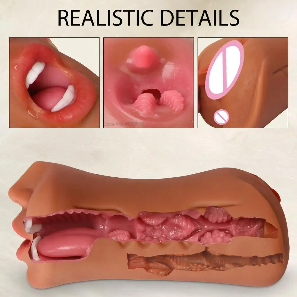 Male Masturbator 3 IN 1 Silicone Vagina Oral Sex Toy