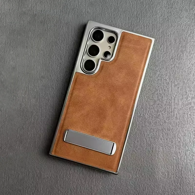 Executive PU Leather Phone Case with Kickstand and Foldable Stand Holder