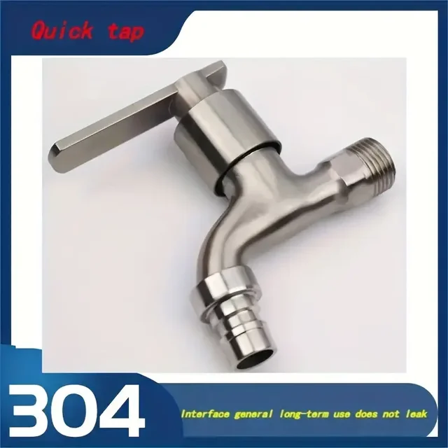 [Dual Outlet Faucet]  Stainless Steel Dual Outlet Faucet | Quick Open Ceramic Valve Bathroom Installation Hardware 2