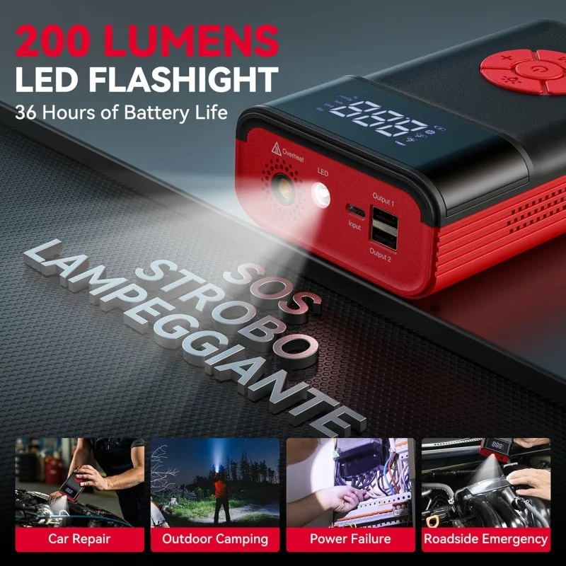 Portable Car Jump Starter Power Bank with Air Pump