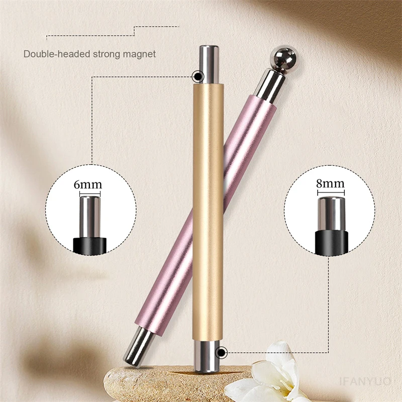 Penna magnetica per unghie a doppia punta a occhio di gatto con sfera in acciaio, strumento magnetico multifunzionale per unghie, ideale per il fai da te in salone, studio o per uso domestico._voghion.com