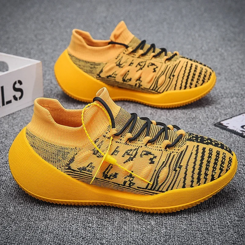 

2024 Sneakers Casual Plus Size 45 Men Running Shoes Fashion MixedColors Knitting Mesh Breathable Height Increased Platform Sock