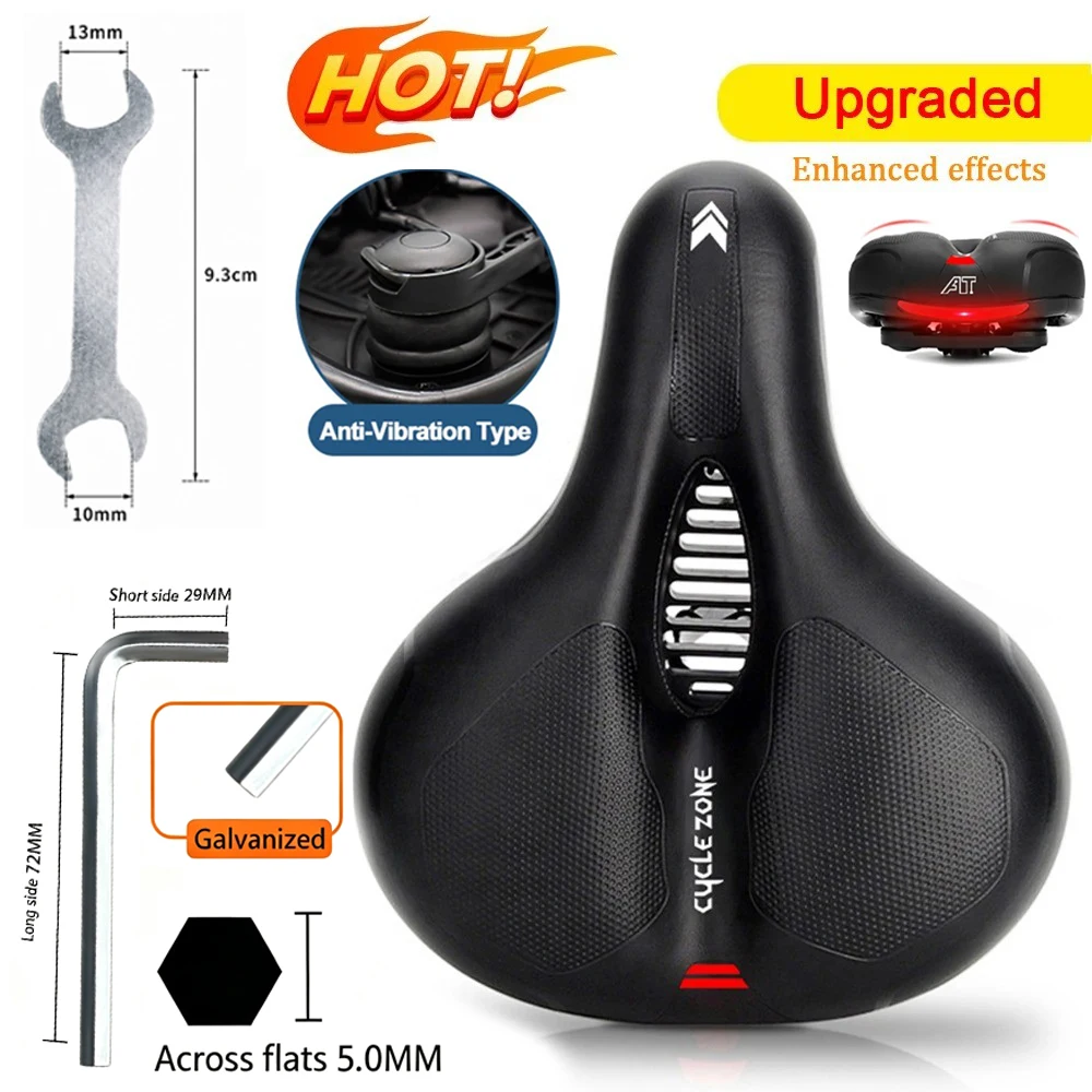 Breathable Shock-Absorbing Comfort Bicycle Saddle with Safety Warning