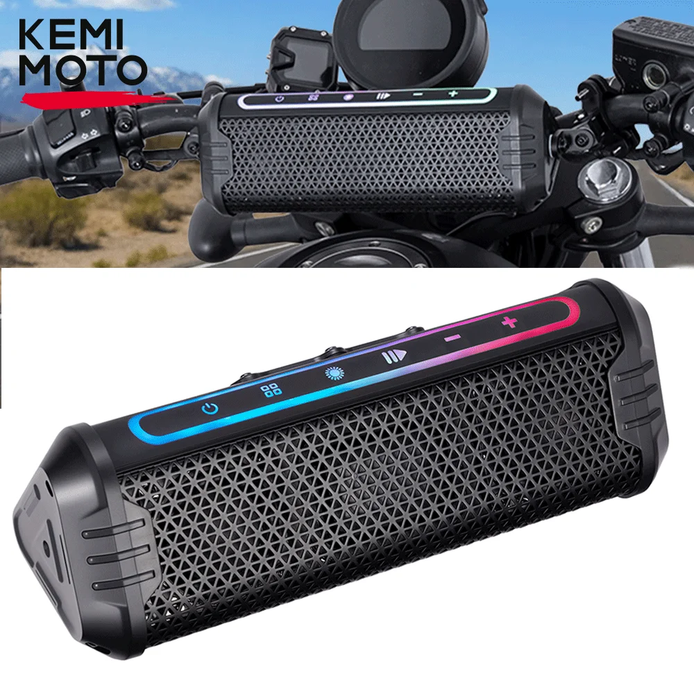 오토바이 스피커 방수 USB AUX-IN 음악 플레이어 LED 주변 조명 7/8-1.25 핸들 바 Motobike ATV UTV 액세서리