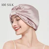 100 Mulberry Silk Hair Bonnet Cap For Women 19 Momme Natural Pure Silk Turban For Sleeping Hat Double Layer Silk Curly Head Wrap 6