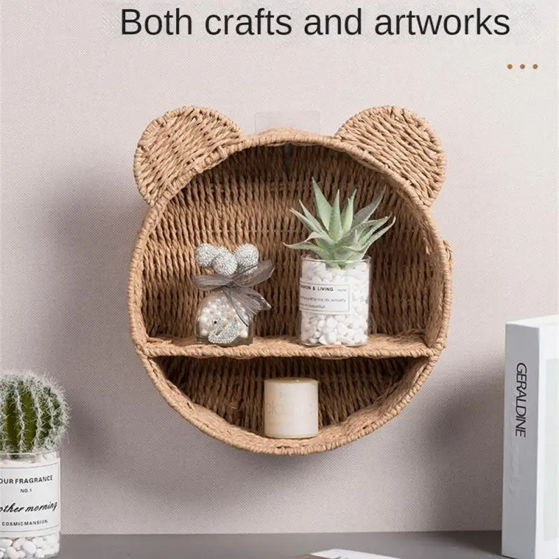 Rattan Storageorganizer Shelves Large Capacity Handmade Firm Strong Kitchen Storage Sundries Organizer Hand-woven Home