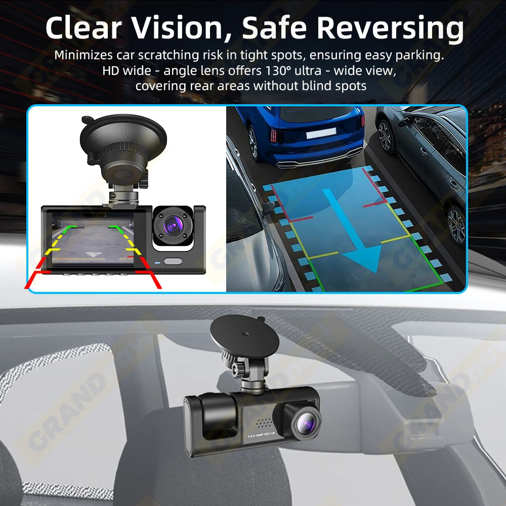 Dash Cam for Cars WIFI APP Car DVR 3 Channel Front Camera Video Recorder Rear View Camera for Vehicle Black Box Car Assecories - 5