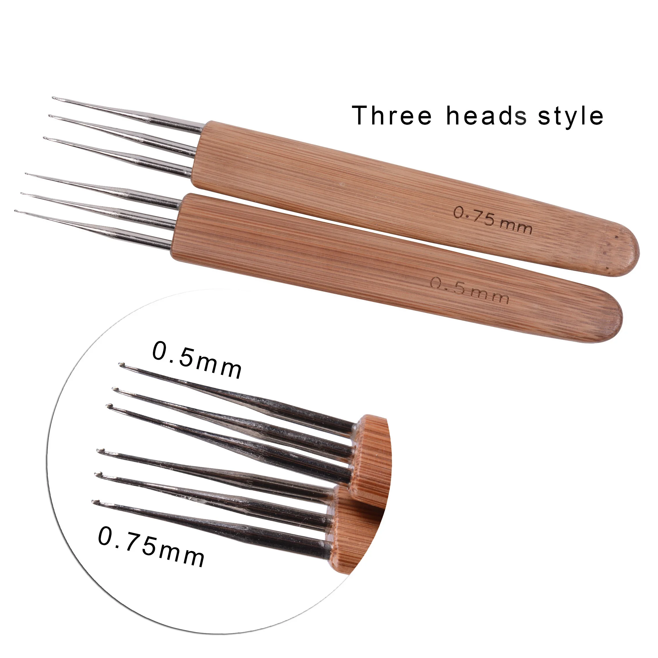 0.5mm 0.75mm 드레드락 훅 니들 1/2/3 훅 대나무 크로셰 바늘 헤어 드레드락 액세서리 가발 제작 도구