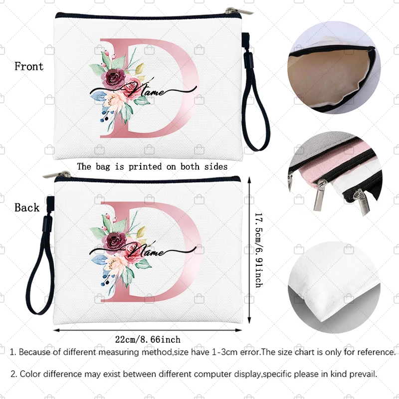 Letter Personalized Custom Name Cosmetic Makeup Bag Travel Kit Bags Teacher Appreciation Gift Small Cosmetics Pouch Pencil Case 6