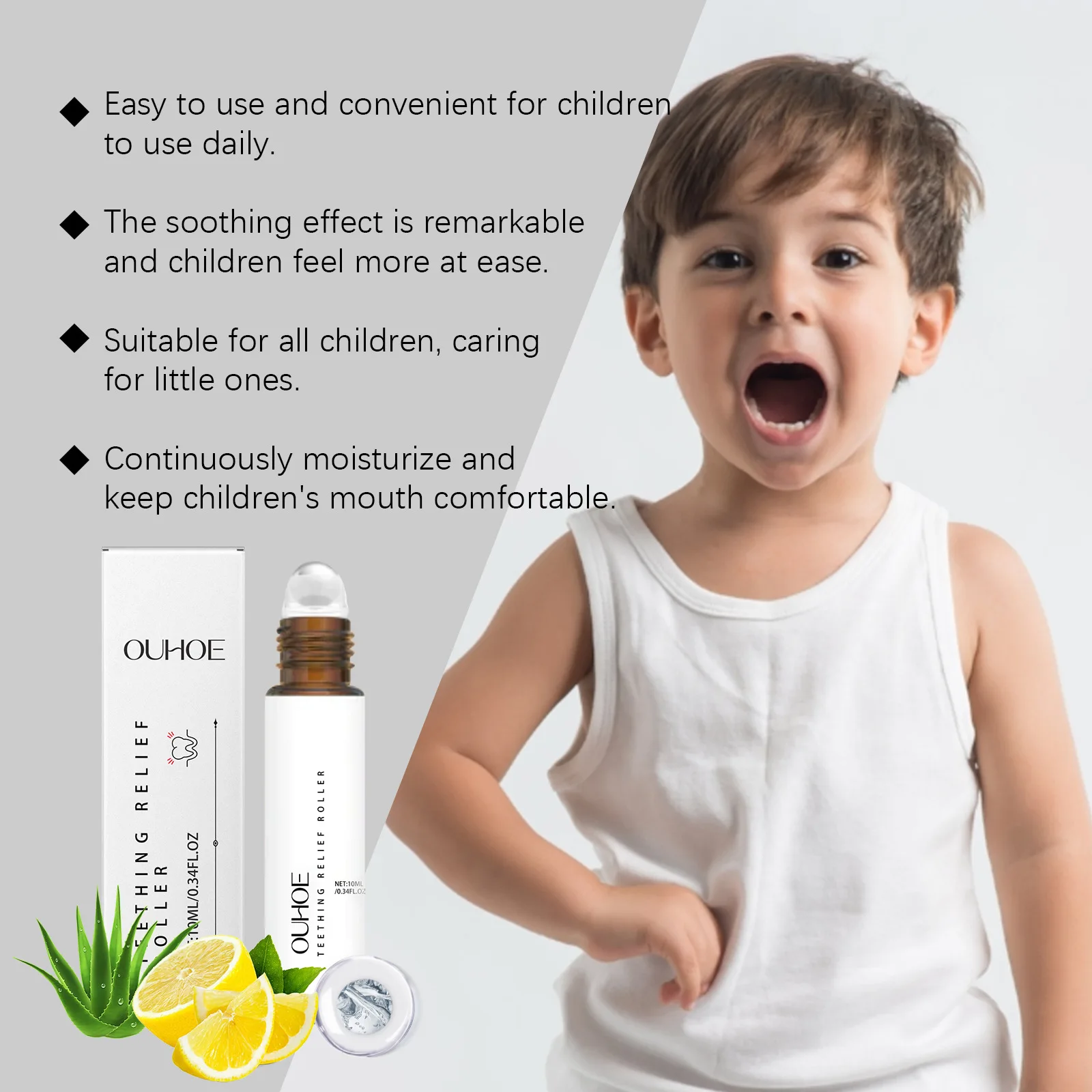 Teething Relief Roller Liquid Soothing Mouth Gum Pain Discomfort Toothache Cure Refreshing Nursing Repairing Cleaner Dental Care