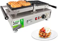 Waffle Maker Thick Swing Type 4 Pcs Professional Use Removable Plates with Nonstick Coating 110V 14"D x 23"W x 12"H 1