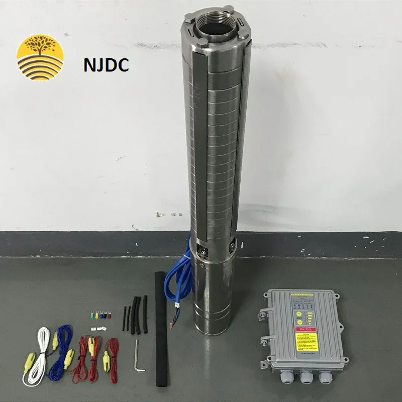 

2HP Solar Submersible Borehole Water Pump for Max.Lift 100 Meters Max.Flow 7500L/H 4SSC7.5/100-D110/1500