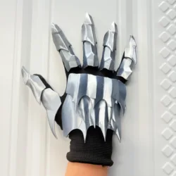 Fantasy Gothic Claw Gauntlet Costume Gloves - Unisex Silver Punk Armor Accessories (Right hand armor)