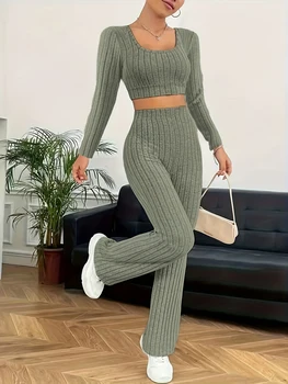 Women's Autumn and Winter Loungewear Set, Sporty Style, Slim Fit, Simple and Comfortable,, 1