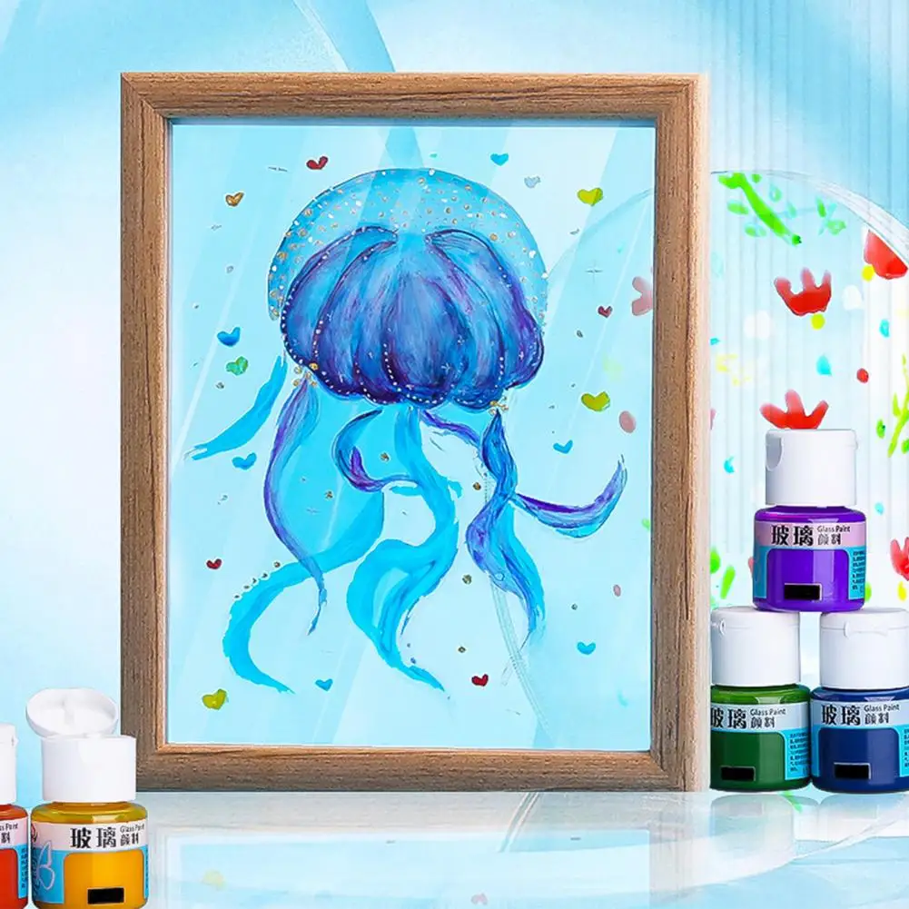20ml Safe Healthy Glass Paint Vibrant Color Siliceous Glass-Color Paint Wine Bottle Ceramic Glass Pigment Student Art Supplies