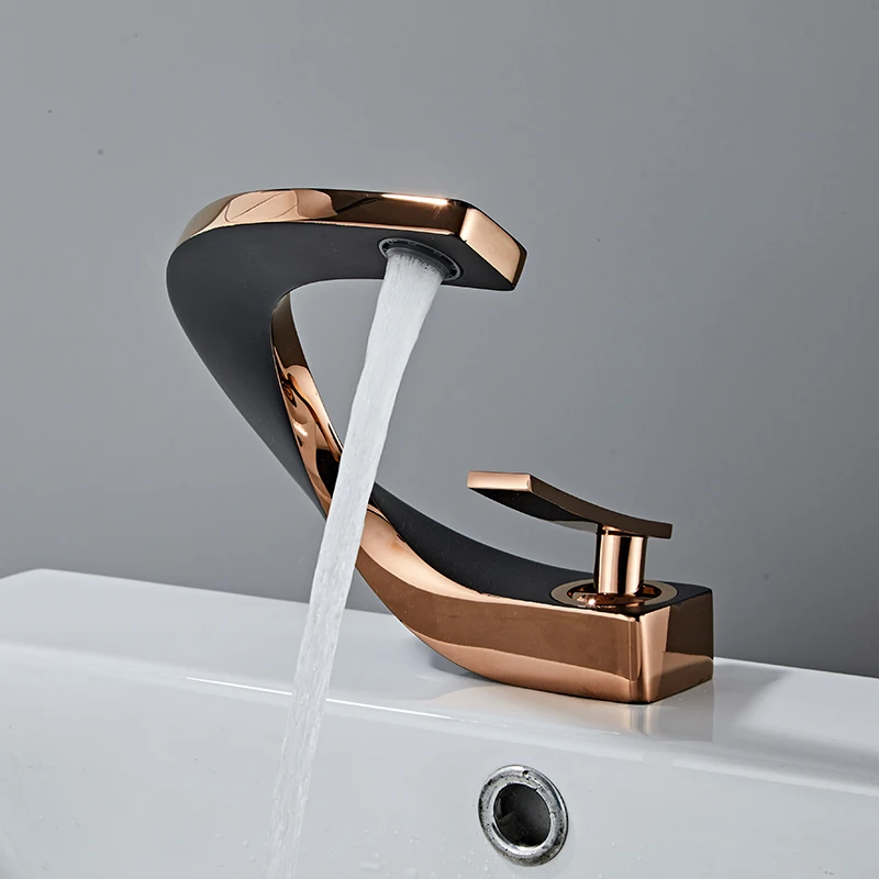 

Basin Faucet Mixer Bathroom Sink Faucets Rose Gold And Black Brass Hot and Cold Bathroom Faucets Basin Taps Wash Basin Torneira