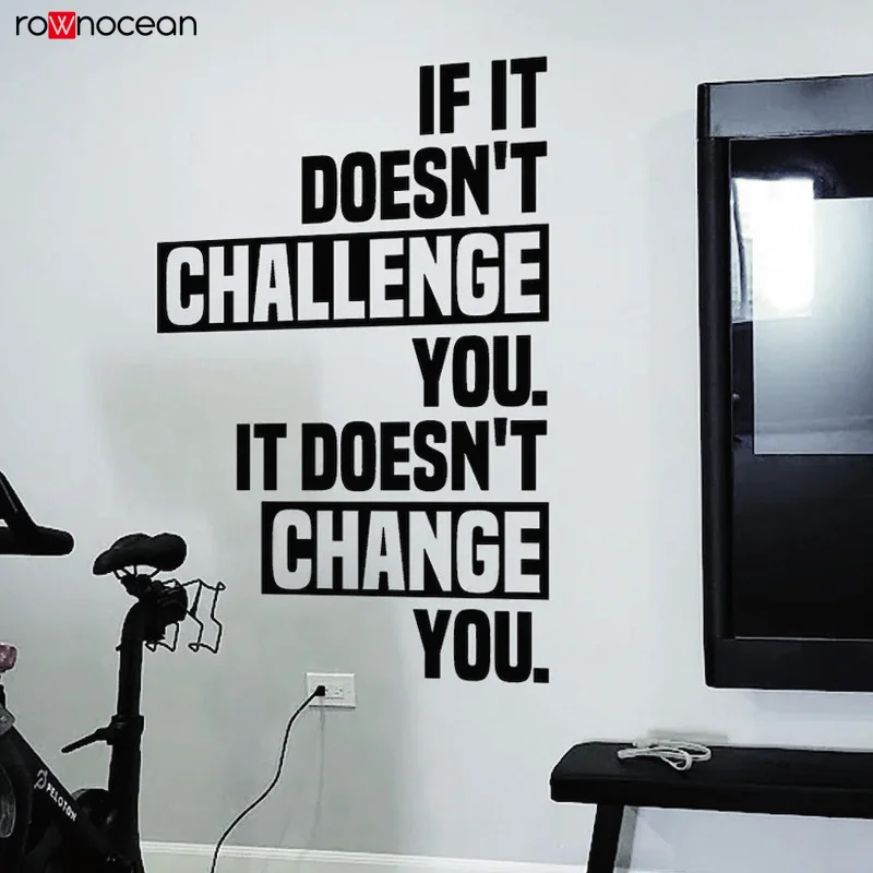 Se Non Ti Sfida Non Ti Cambia-Decalcomania Della Parete Della Palestra-Sala Allenamento-Sala Fitness-Sala Bici 3 D75