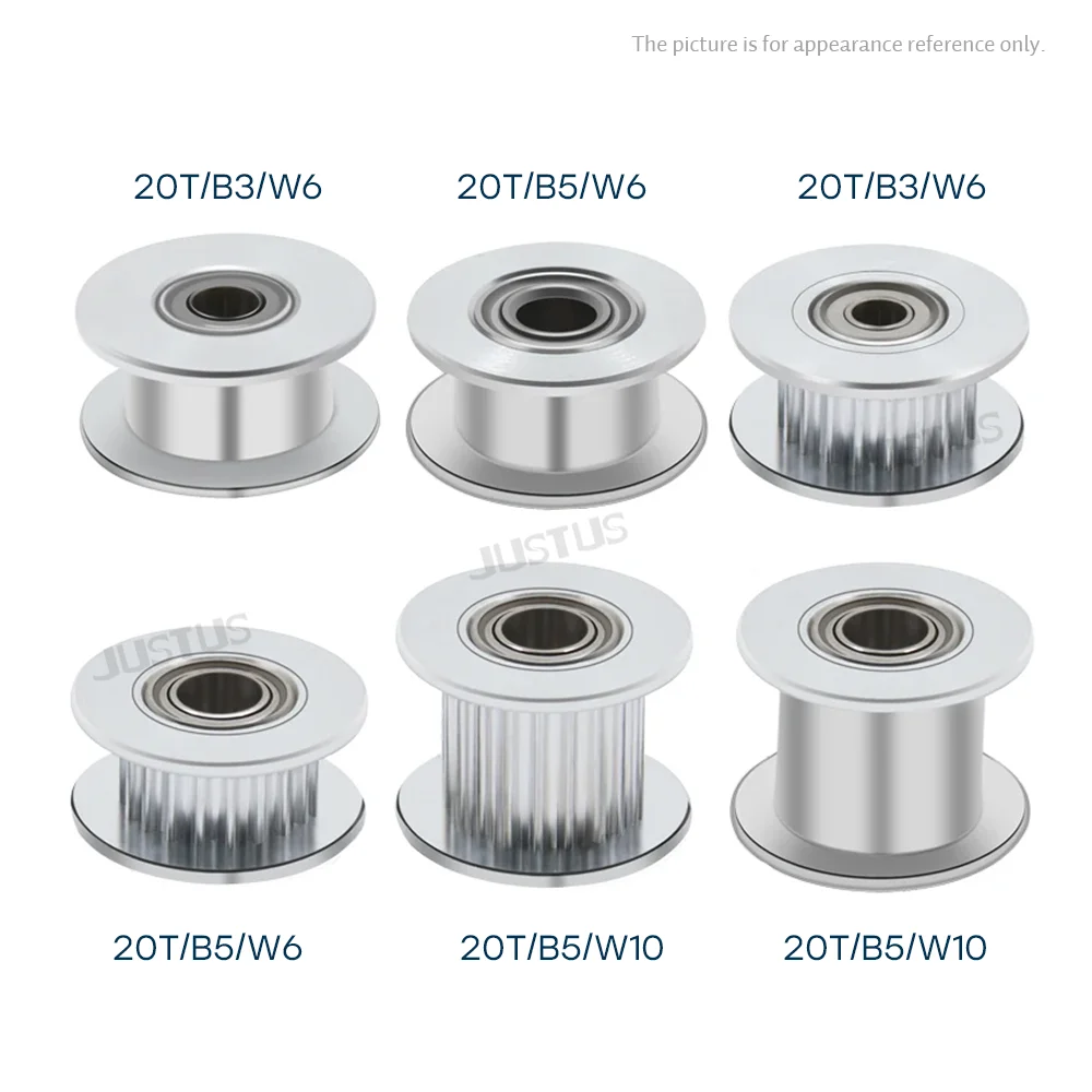 GT2 Idler Pulley 20 Teeth Bore 3mm 4mm 5mm 6mm 8mm with bearings 3D Printer Parts for 2GT Timing Belt Width 6mm 10mm H shape 3d printer accessories timing belt pulley timing pulley