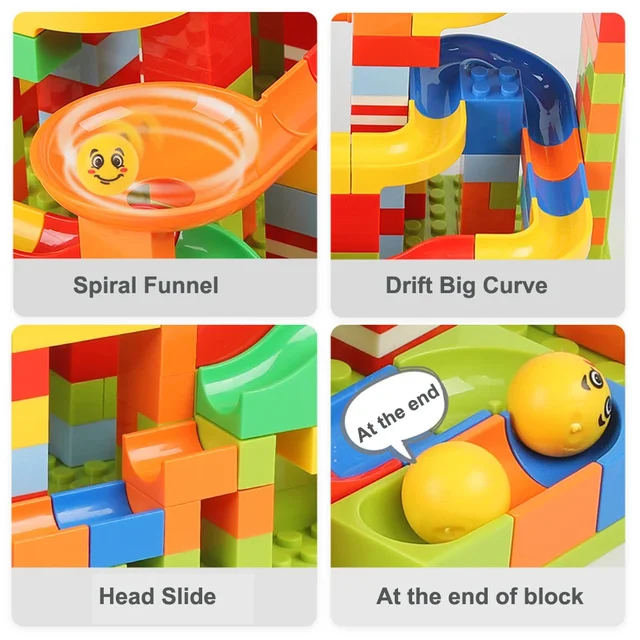 168-504PCS Marble Race Run Blocks Maze Ball Track Toy Compatible city Building Blocks Funnel Slide Blocks Toys DIY Bricks Toys 4