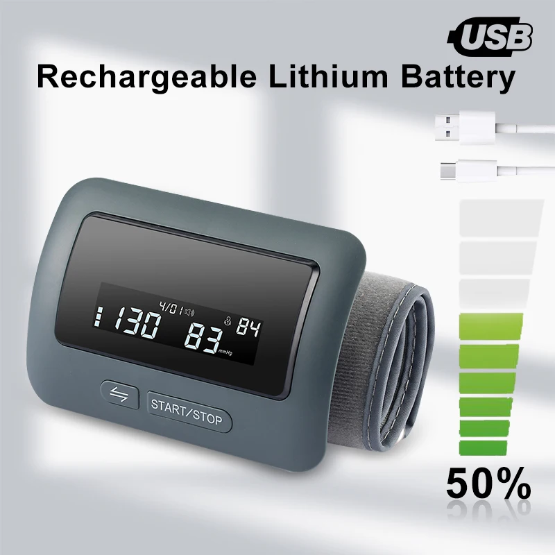 Recharge Arm Medical Blood Pressure Monitor Digital Tensiometer Cuff Portable Irregular Pulse Heart Rate Sphygmomanometer