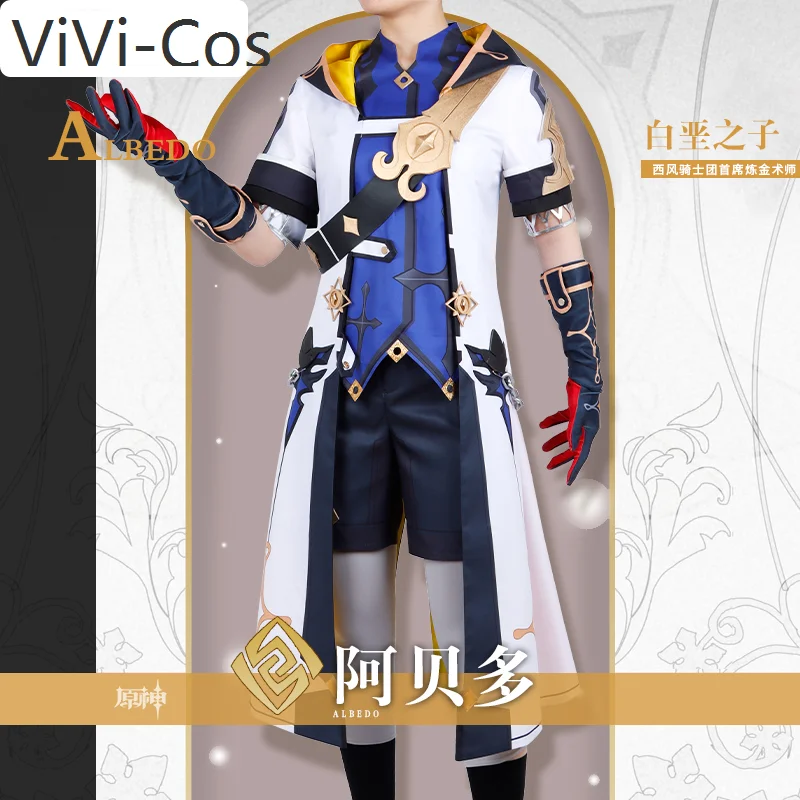 

ViVi-Cos [Customized] Anime Genshin Impact Albedo Game Suit Handsome Uniform Cosplay Costume Halloween Party Outfit For Men NEW