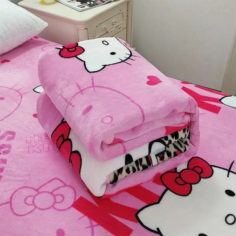 Sanrios Y2K Hello Kittys Flannel Blanket Anime Covered Super Soft