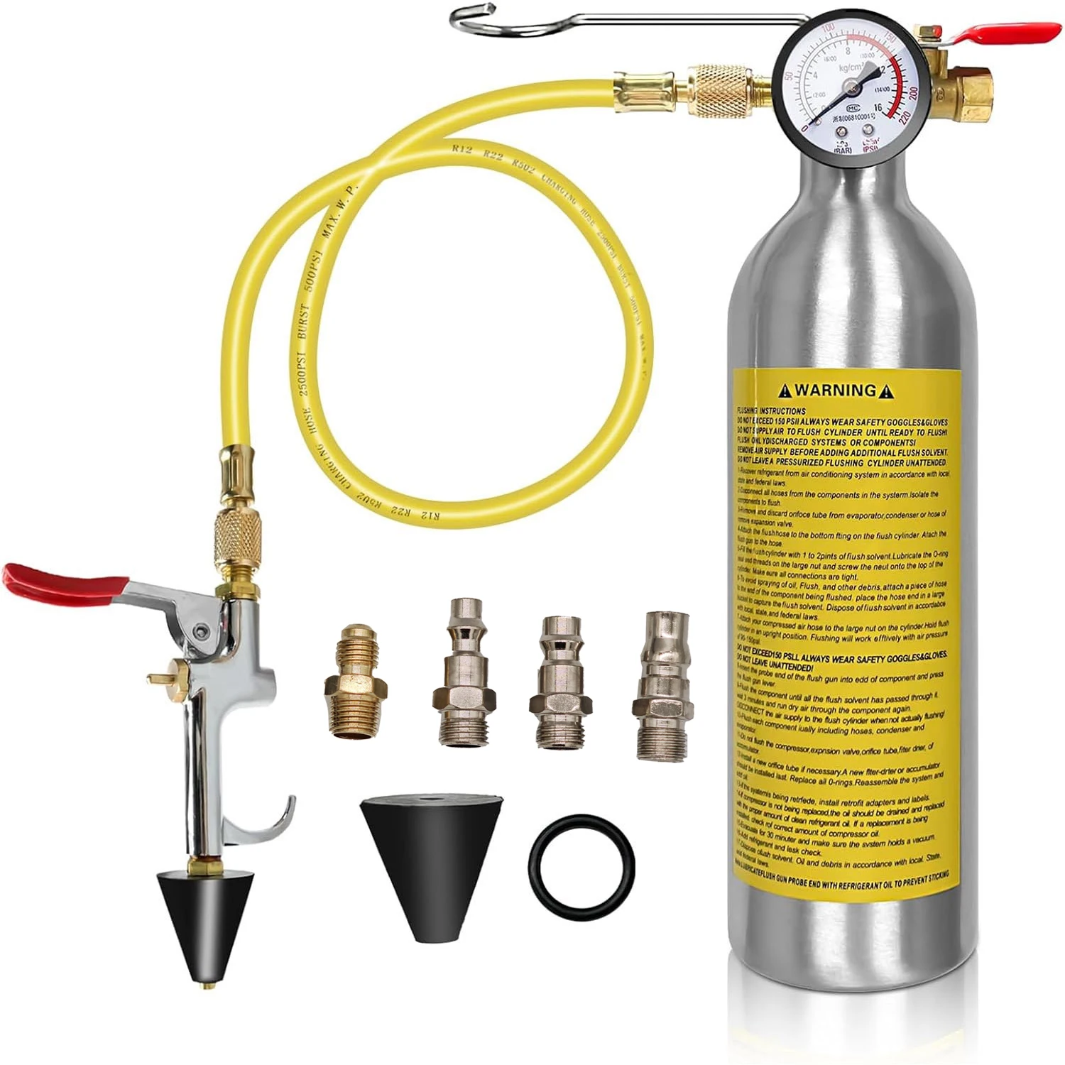 סט כלי ניקוי מערכת מזגן עם רובה ספריי לניקוי R134a, R12, R22, R410a, R404a, סט כלי ניקוי מערכת AC