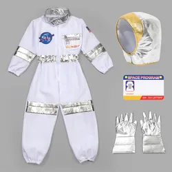 Kids' Astronaut Halloween Costume with Cap - Spaceman Role Play Outfit - 110 (01)