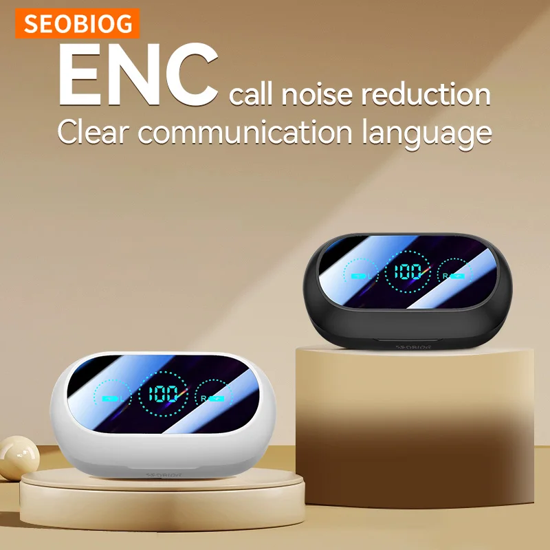 Wireless Bluetooth Earbuds with Intelligent Noise Reduction and LED Display