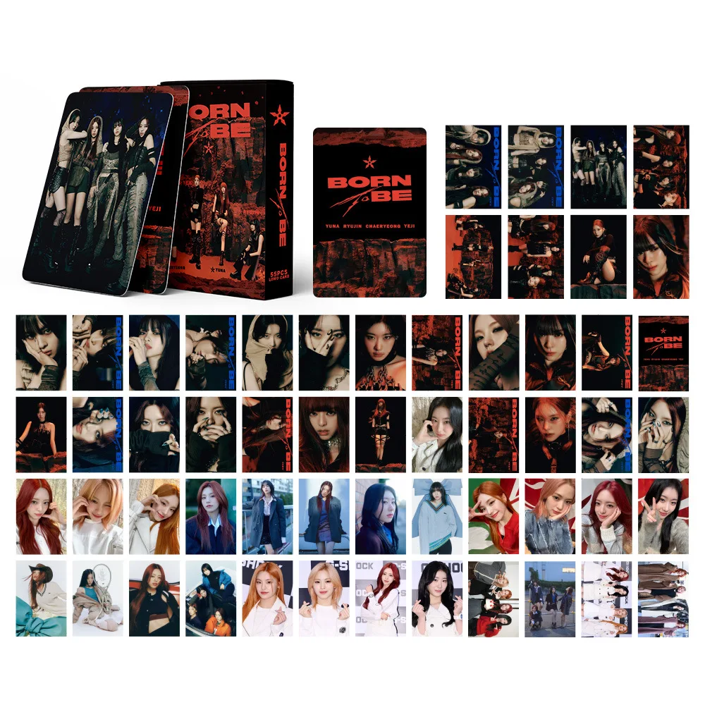Kpop ITZY Lomo Cards BORN TO BE Photo Album Poster Postcards High Quality HD Photo for Fans Gift 55pcs/set