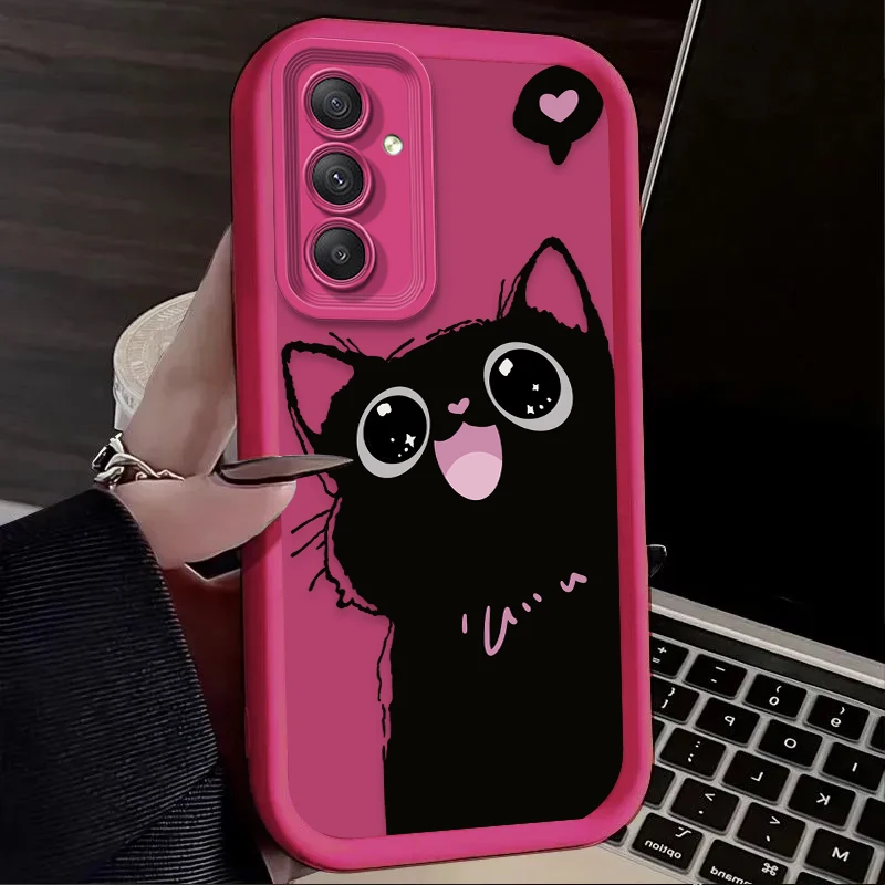 Adorable Cartoon Black Cat Soft Phone Case