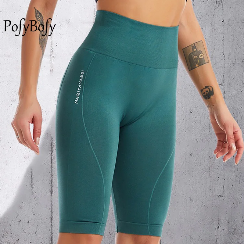 PofyBofy Widen Waistband High Waist Seamless Stretchy Butt Lifter Slim Knee-length Leggings Fitness Yoga Women Sportwear Pant