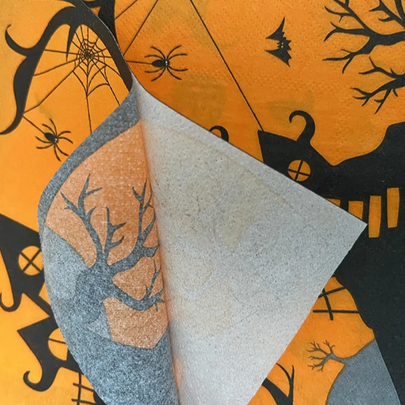 20pcs/Pac 33*33cm 2-Ply Witch's Castle Pumpkin Halloween Paper Napkins Halloween Printed Napkins Decorative Paper Placemats