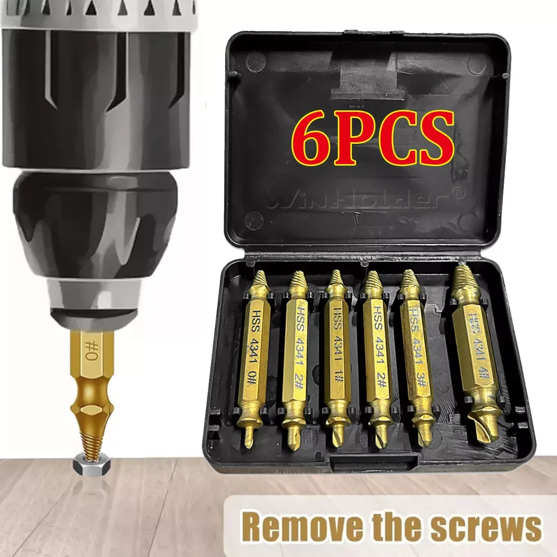 6pcs 3-5mm 4-8mm 4-8mm 5-10mm 6-12mm Broken Screw Extractor Remover Set Damaged Bolt Easy Out Stripped Drill Bit