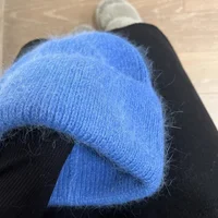 2024, вязаная зимняя шапка из ангоры для женщин, пушистые вязаные шапочки с кроличьим мехом, корейский роскошный капот, женские мягкие теплые шапочки Skullies — изображение 4