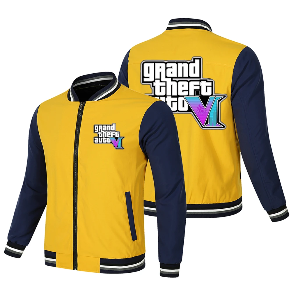 Grand Theft Auto VI Game Men's Baseball Jacket GTA6 Game Street Hip Hop Fashion Big Size Harajuku Casual Baseball Jacket 3