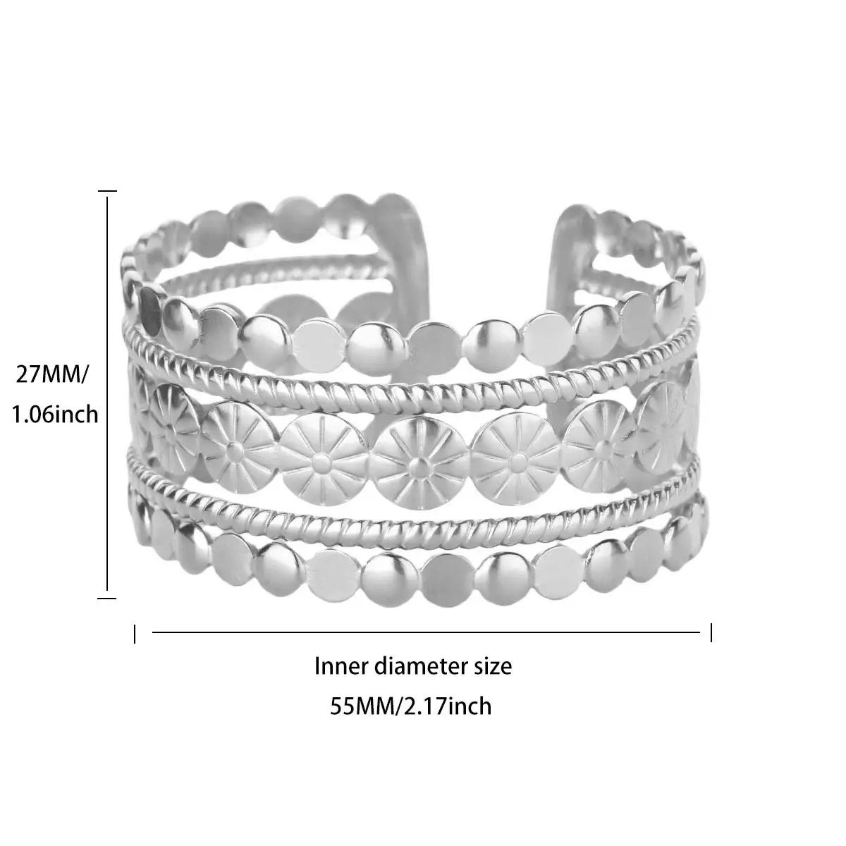 شحن مجاني خمر أساور هندسية الإسورة للنساء الفولاذ...